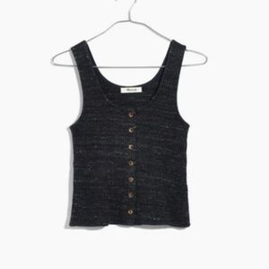 Ribbed Button-Front Tank Top